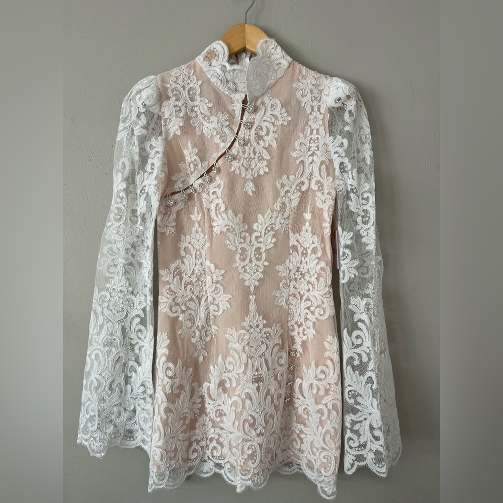 Stone Cold Fox Pink and White Long Sleeve Dress